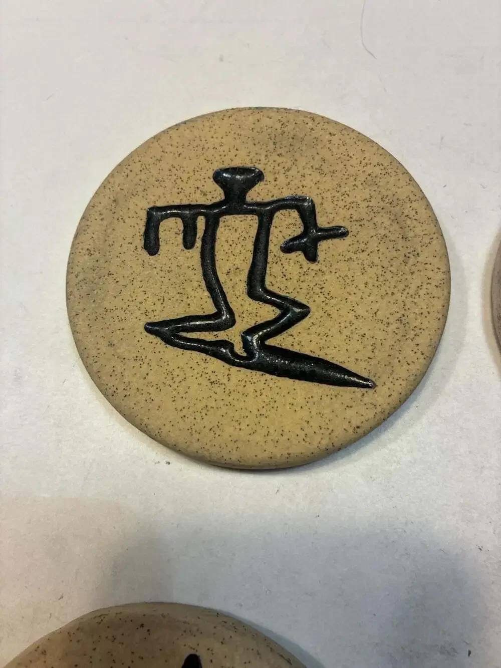 Set of 4 Artisan Ceramic Petroglyph Coasters